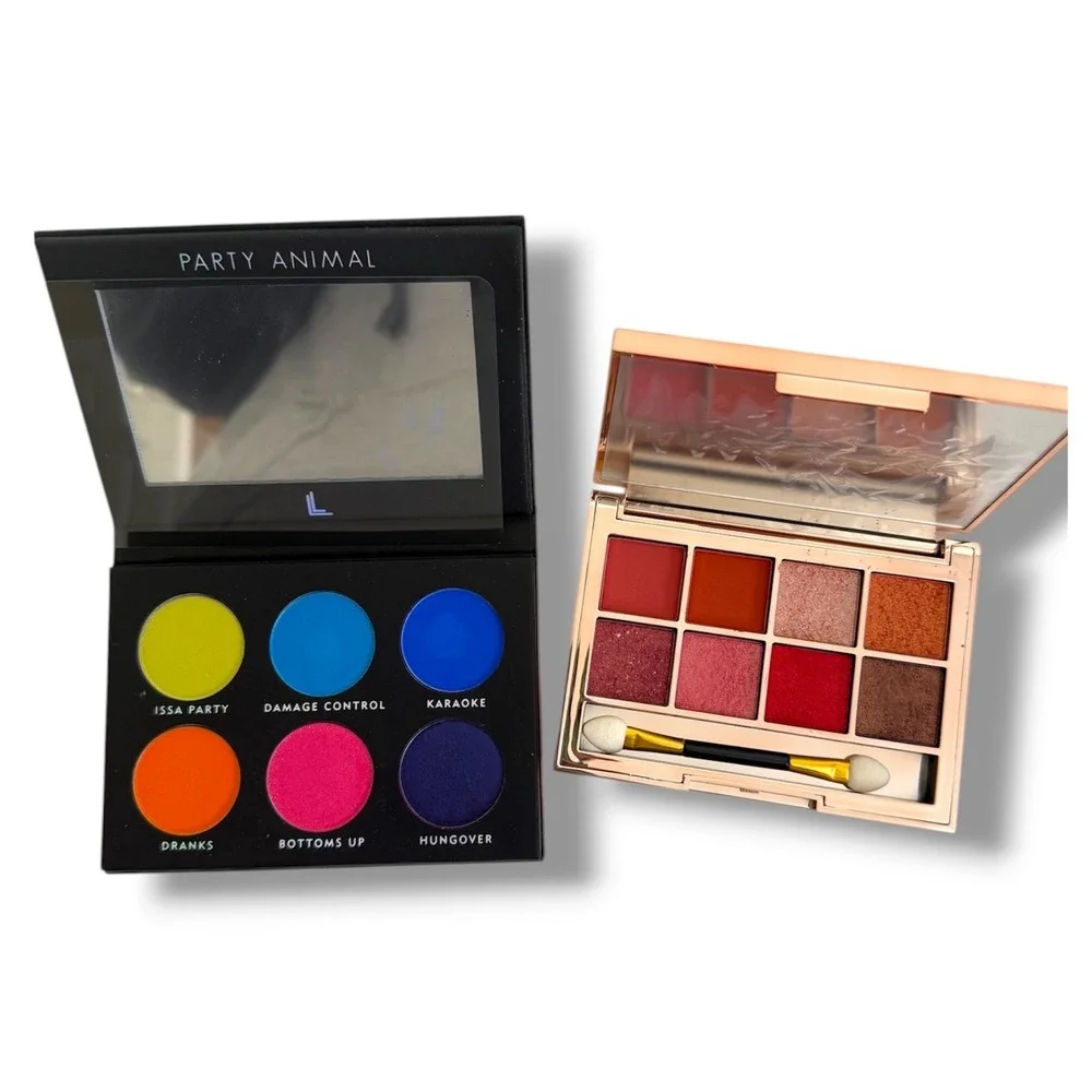 Laura Lee LA Party Animal LED Eyeshadow Palette‎ Bundle Lot Neon Bright Reds